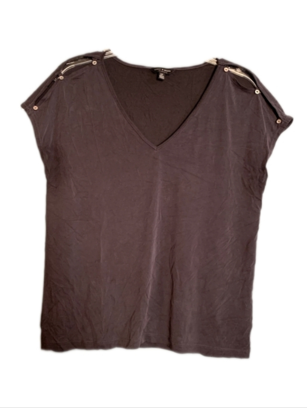 Lucky Brand Shirt V-Neck Modal Buttons on Shoulder Basic